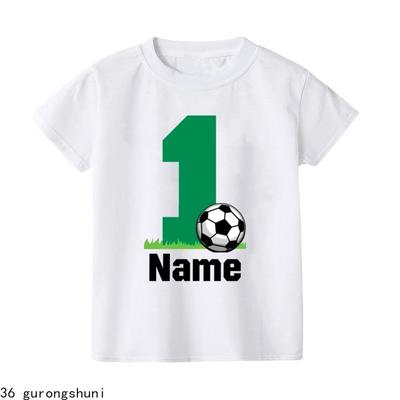 Personalize Name Free  Football Birthday Number 1-9 Print Kid T-shirt Child Tshirt Short Sleeve Fashion Tee Top Summer Clothes