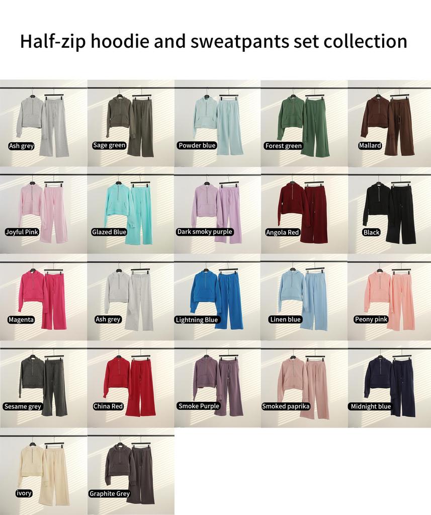 Women's Fleece Half-Zip Hoodie Set: Versatile for Yoga, Cycling, and Casual Wear.