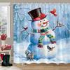 Christmas Snowman Shower Curtain Christmas Tree Winter Snow Christmas Gift Polyester Shower Curtains Bathroom Decor with Hooks