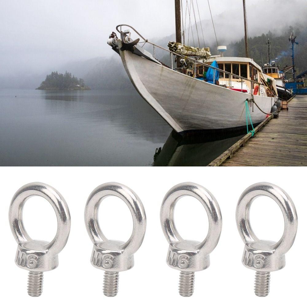 4pcs Durable Shoulder Eye Bolts M6 Metric Thread Threaded Eyebolts Heavy Duty Lifting