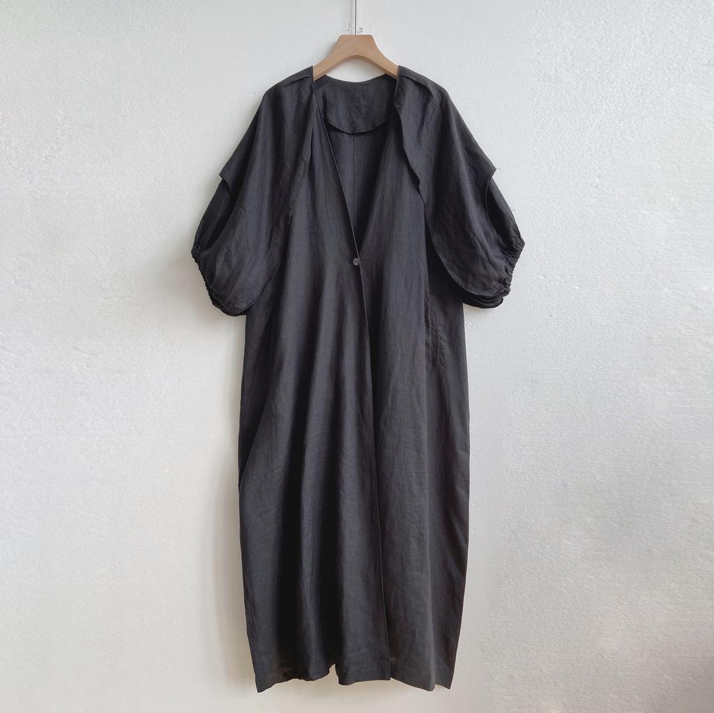 Johnature Long Vintage Casual V-neck Single Button Loose Slits All Match Women Coats