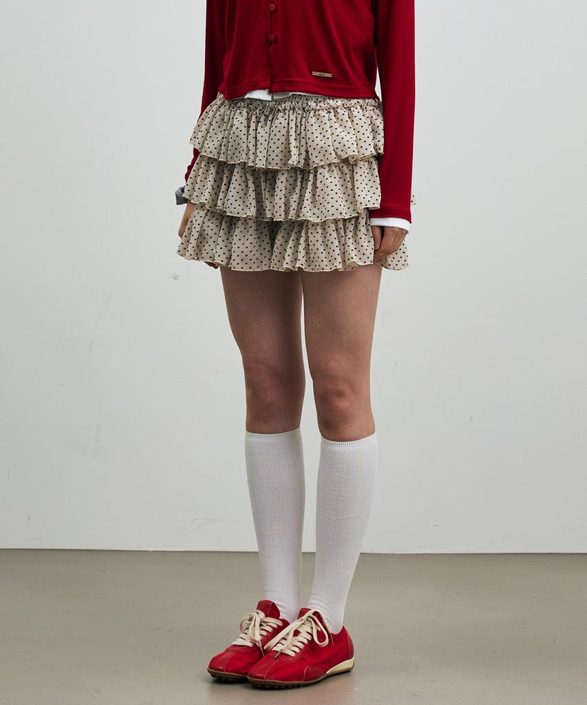Alikim Mini Heart Cancan Skirt Pants / Beige
