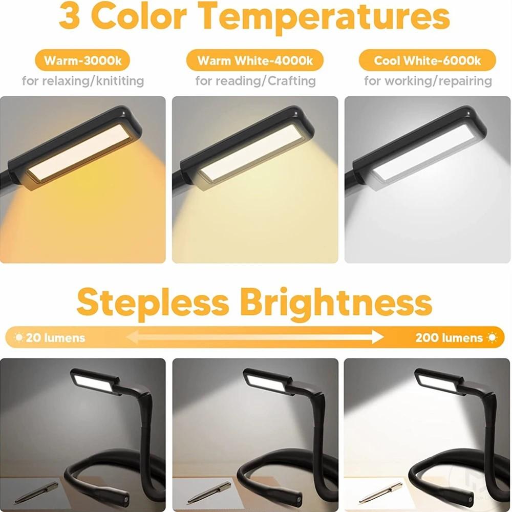Reading Book Light Eye Protection Outdoor Neck Light 3 colors 1800mAh Lasts up to 10 hours USB Charge 270 Table Lamp