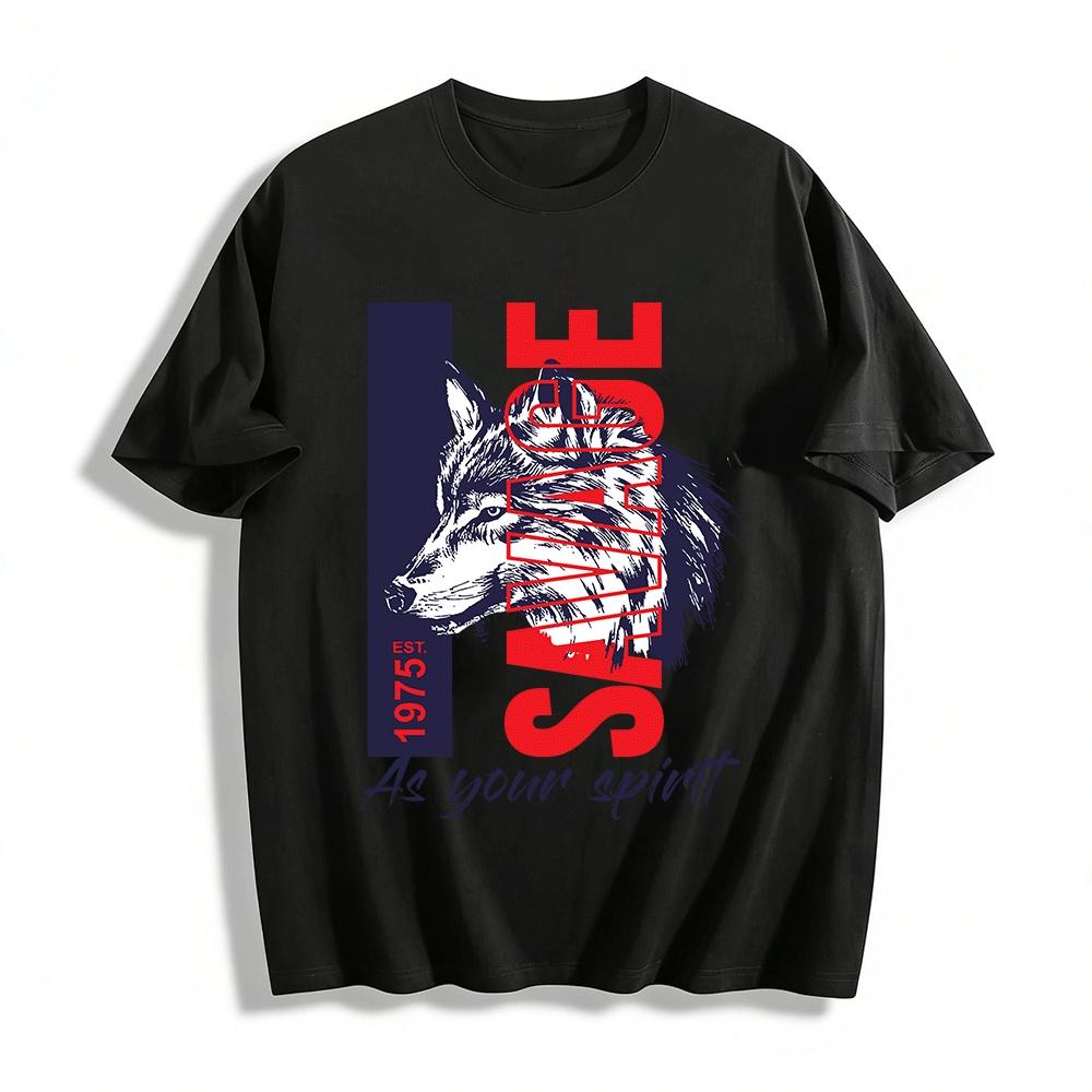 

Vintage 1975 Wolf Print American Street Style Casual Tee Pure cotton T-shirt XXS