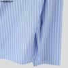 INCERUN Men Wrap Neck Long Sleeve Button Up Striped Print Casual Shirts