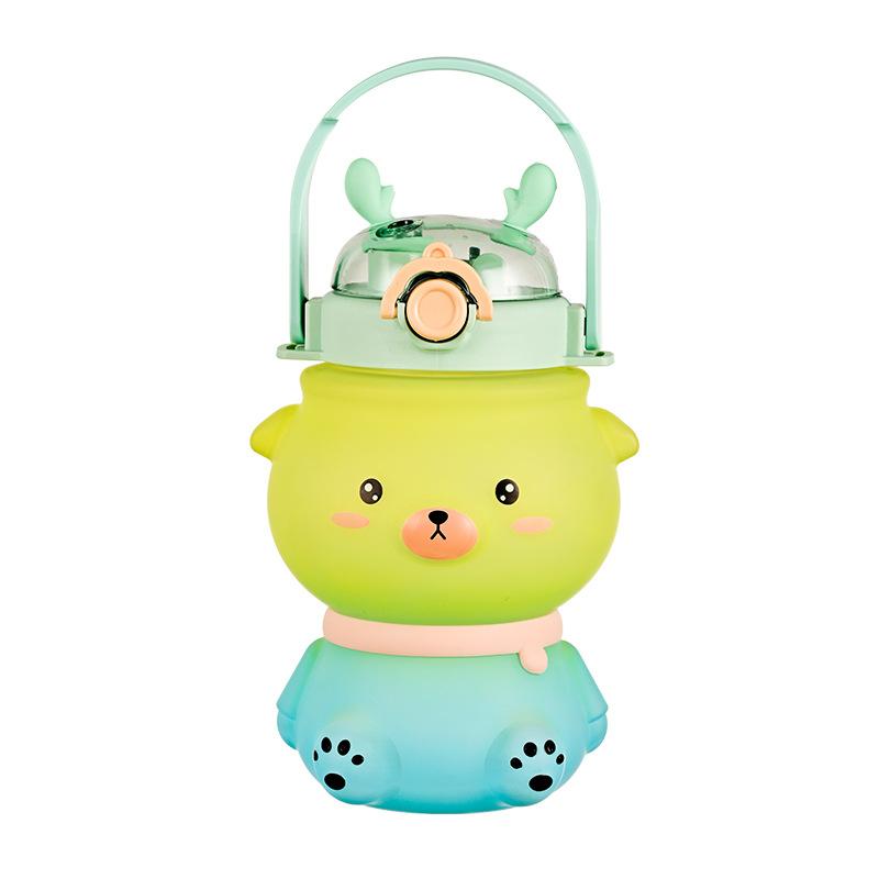 Cartoon Frosted Adorable Deer Plastic Water Cup Mobile Cell Phone Holder Double Drink Big Belly Cup Adorable Lightweight to Carry Good-looking Cup