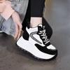 Thick-soled Heightening Women's Autumn New Versatile Sports Shoes Soft Leather Breathable Casual High-top Women's Shoes