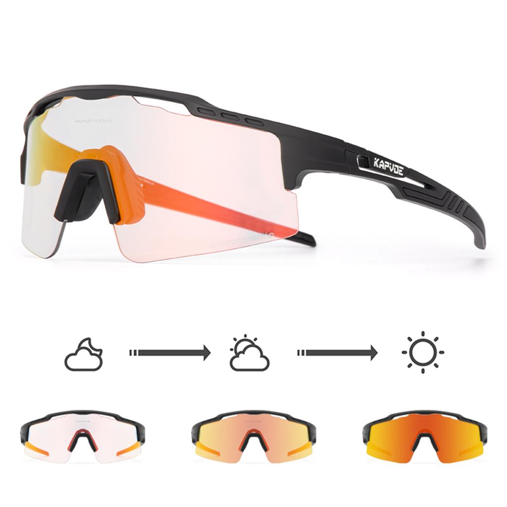 KAPVOE Photochromic Sunglasses Cycling Glasses for Men Women Cycle Eyewear Goggle Sports Speed Road MTB Mountain Bike Bicycle