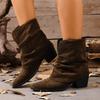Women's Chelsea Boots Autumn Winter Western Style Denim Short Boots Korean Version Sharp Pointed Toe Rubber Outsole Fashionable
