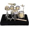 Tissting Mini Drum Model, Miniature Musical Instrument Drum Set Simulate Musical Instrument Ornament for Home Room Decor Collection Gifts Tabletop