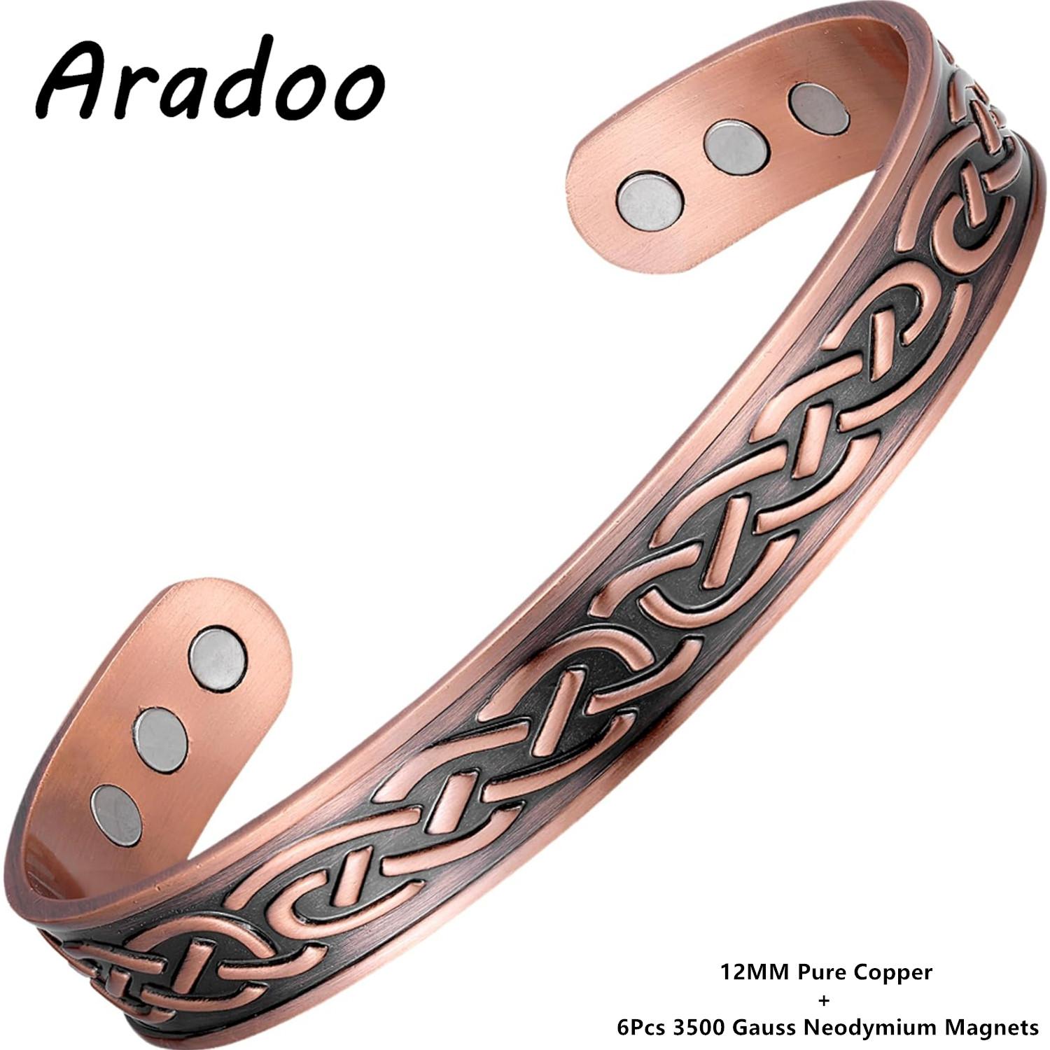 

Pure Copper Bracelet for Men Women with 3500 Gauss Magnetic Cuff Bangle Premium Series Jewelry Gift