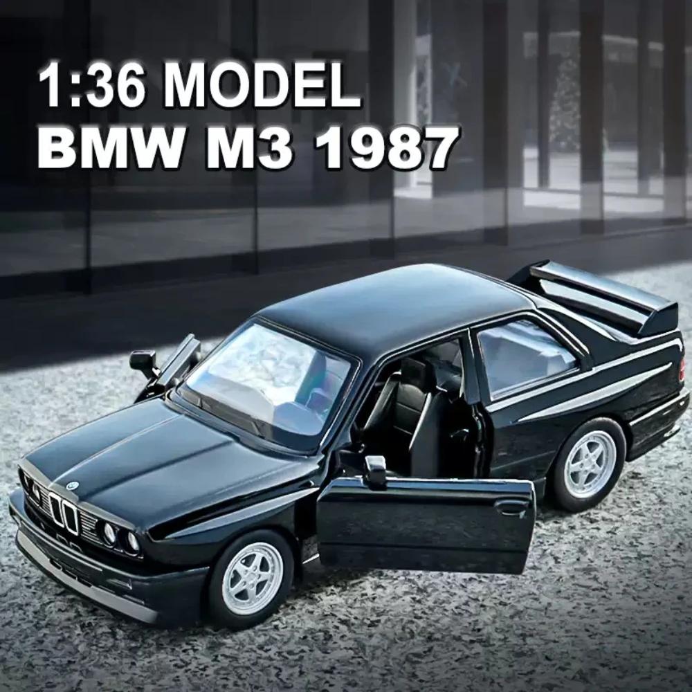 1:36 BMW M3 1987 M4 CSL Model Toys Diecast Miniature Car Doors Opened with Pull Back Vehices Decorative Collection Children Gift