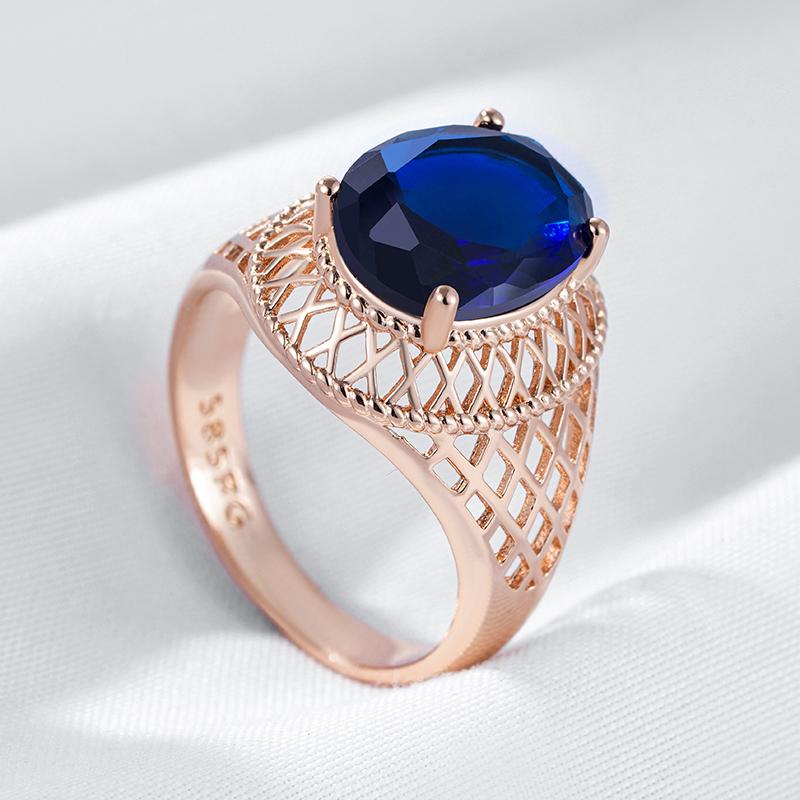 Kienl  Oval Blue Natural Zircon Daily Ring For Women Trend  Rose Gold Color High Quality Ethnic Bridal Jewelry