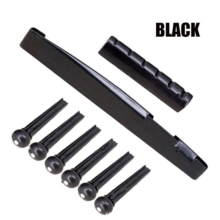 Miwayer 8 PCS 6 String Acoustic Guitar Bridge Set ,ABS Plastics Bridge Pins,Guitar Bridge Saddle Nut, Guitar Accessories Kit