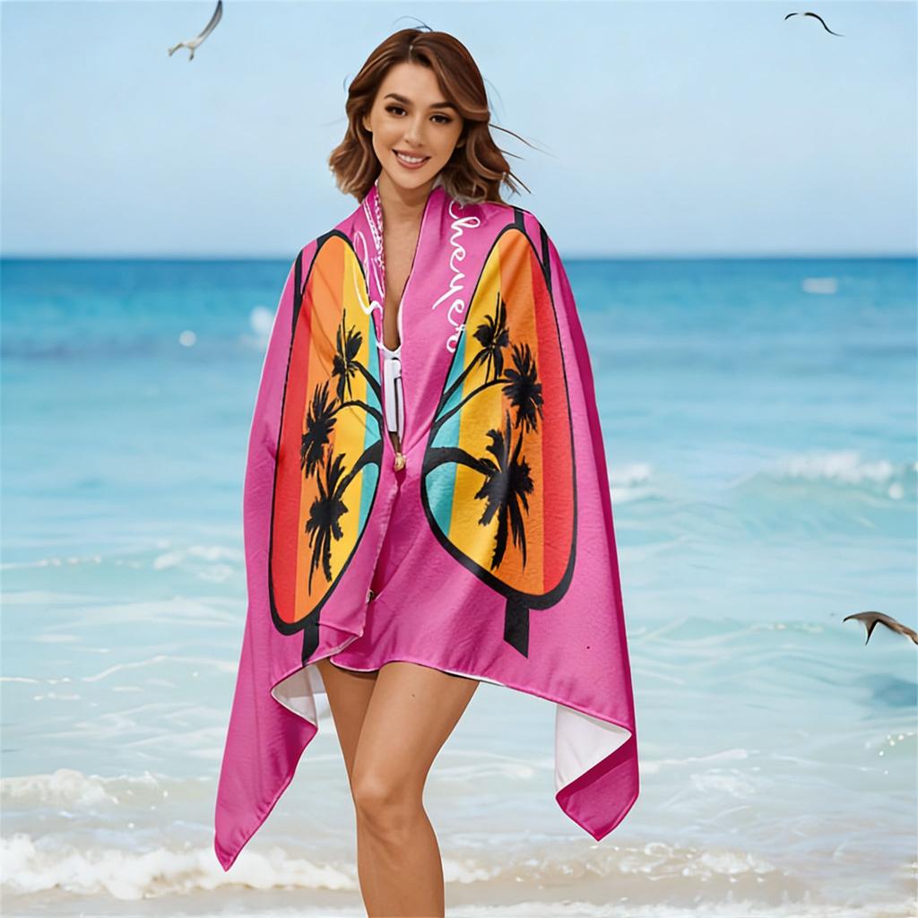 Tropical Sunglasses Beach Towel Swimming Quick-drying Super Absorbent Suitable for Beach Vacation Pool Summer Gift for Friends