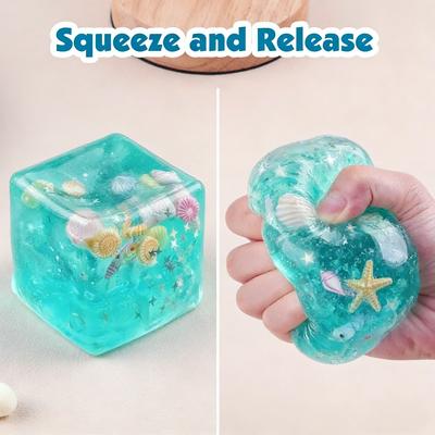 New Hot Taba Soft Gel Stress Ball Cube - Ocean Sensory Fidget Toy, Slow Rising Squishy For Kids & Adults, Squeeze Relax Gift