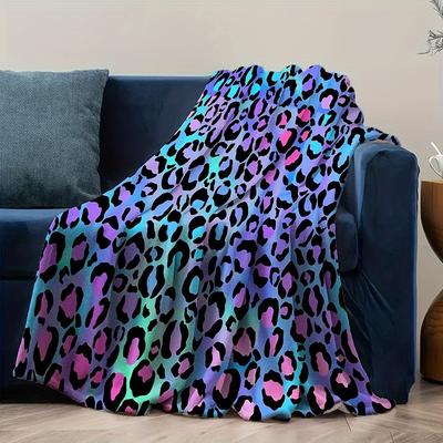 Color Leopard Print Digital Print Blanket Women'S Adult Flannel Blanket Wildlife Leather Pattern Bed Sofa Blanket