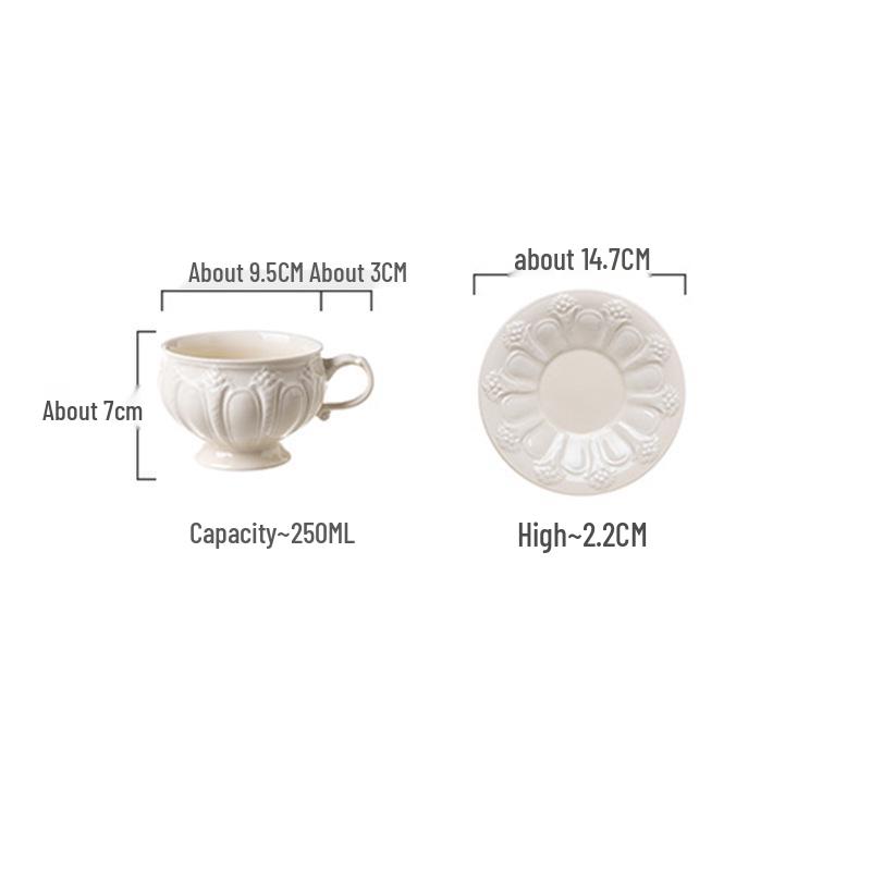 Embossed European Teapot & Coffee Cup Set - Retro Afternoon Tea Style 201-300ml