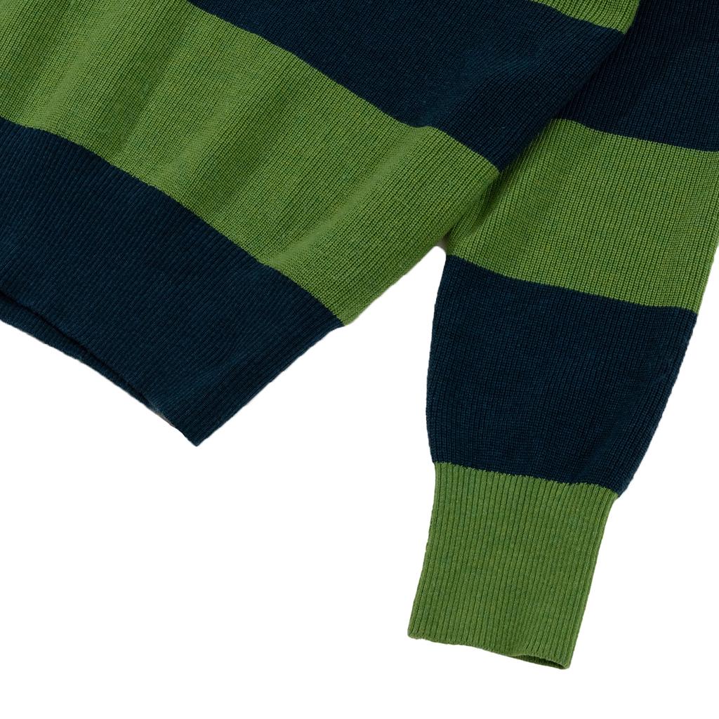 OUT OF TRUNK Stripe Collar Knit Green (Men)