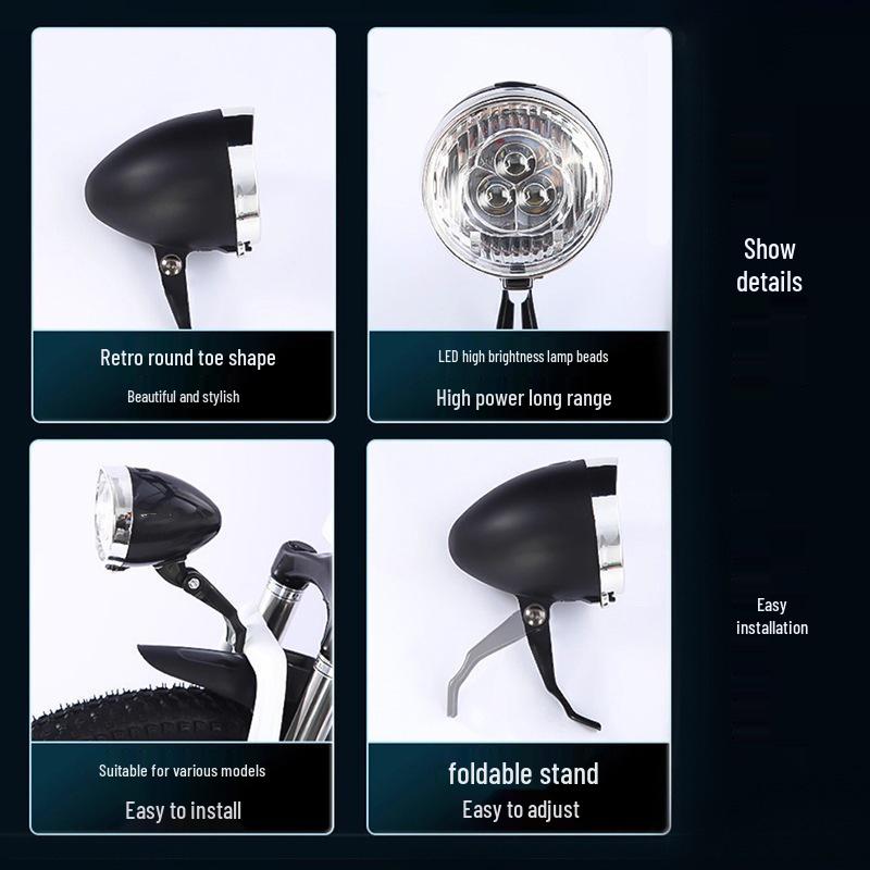 USB Wiederaufladbares Retro 3-LED Mountainbike Frontlicht