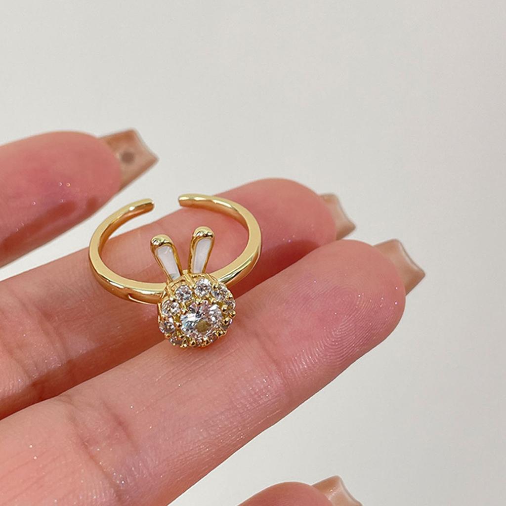 Zirconia Rabbit Anxiety Rings Rotatable Rings Adjustable Calming Worry Rings