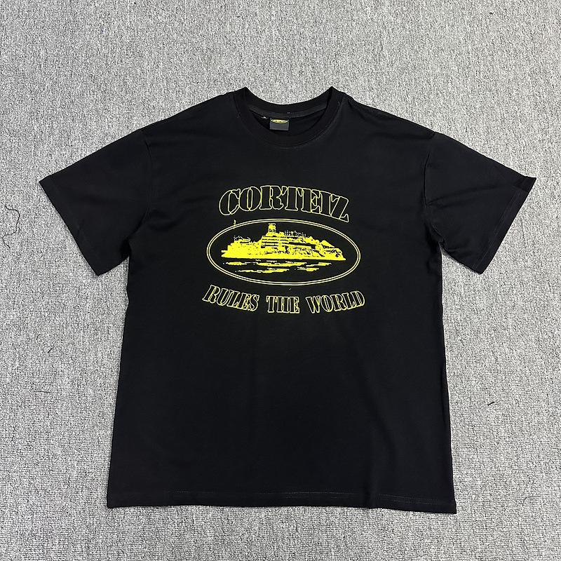 Corteiz Alcatraz Series T-shirt Short-sleeved Letter Logo Printed Men's and Women's Double Yarn Fashion Casual Short-sleeved Tide