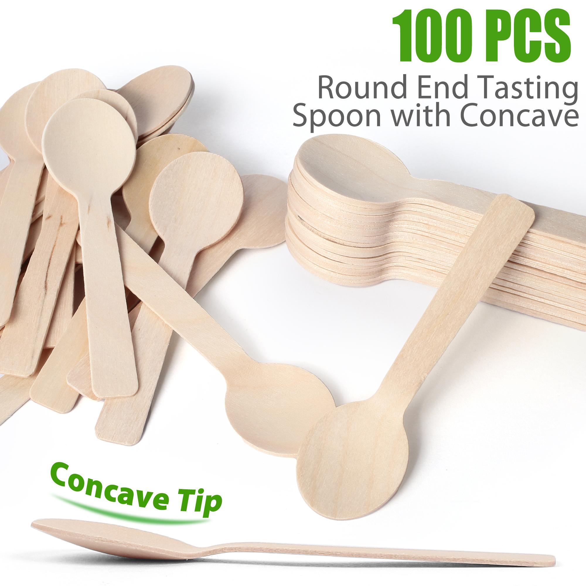 100PCS Disposable Wooden Spoon Mini Tasting Spoon Bulk Party Ice Cream Yogurt Wedding Dessert Tableware Honey Spoon Kitchen United States