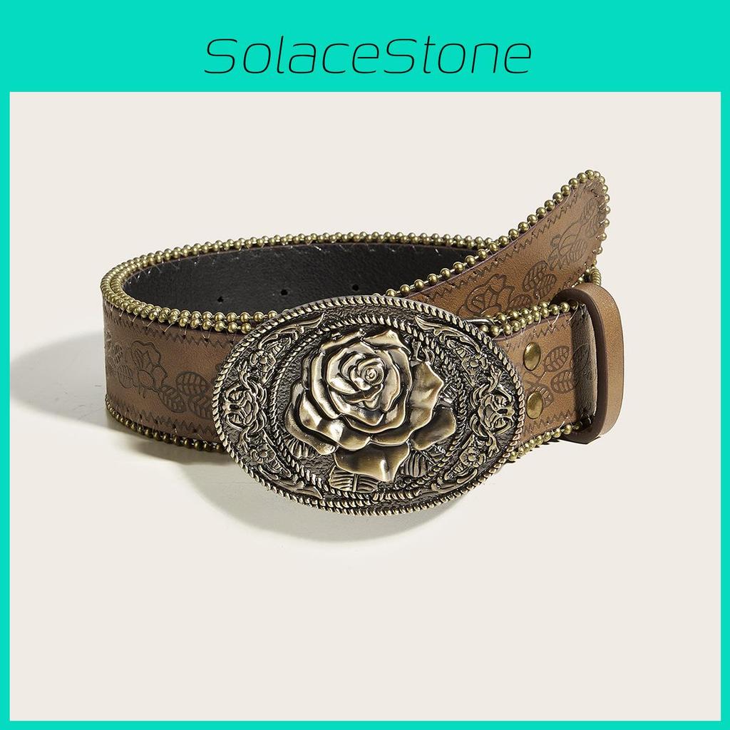 Leather Rock Punk Waist Belt With Vintage Studded Design Daily Casuals Supplies