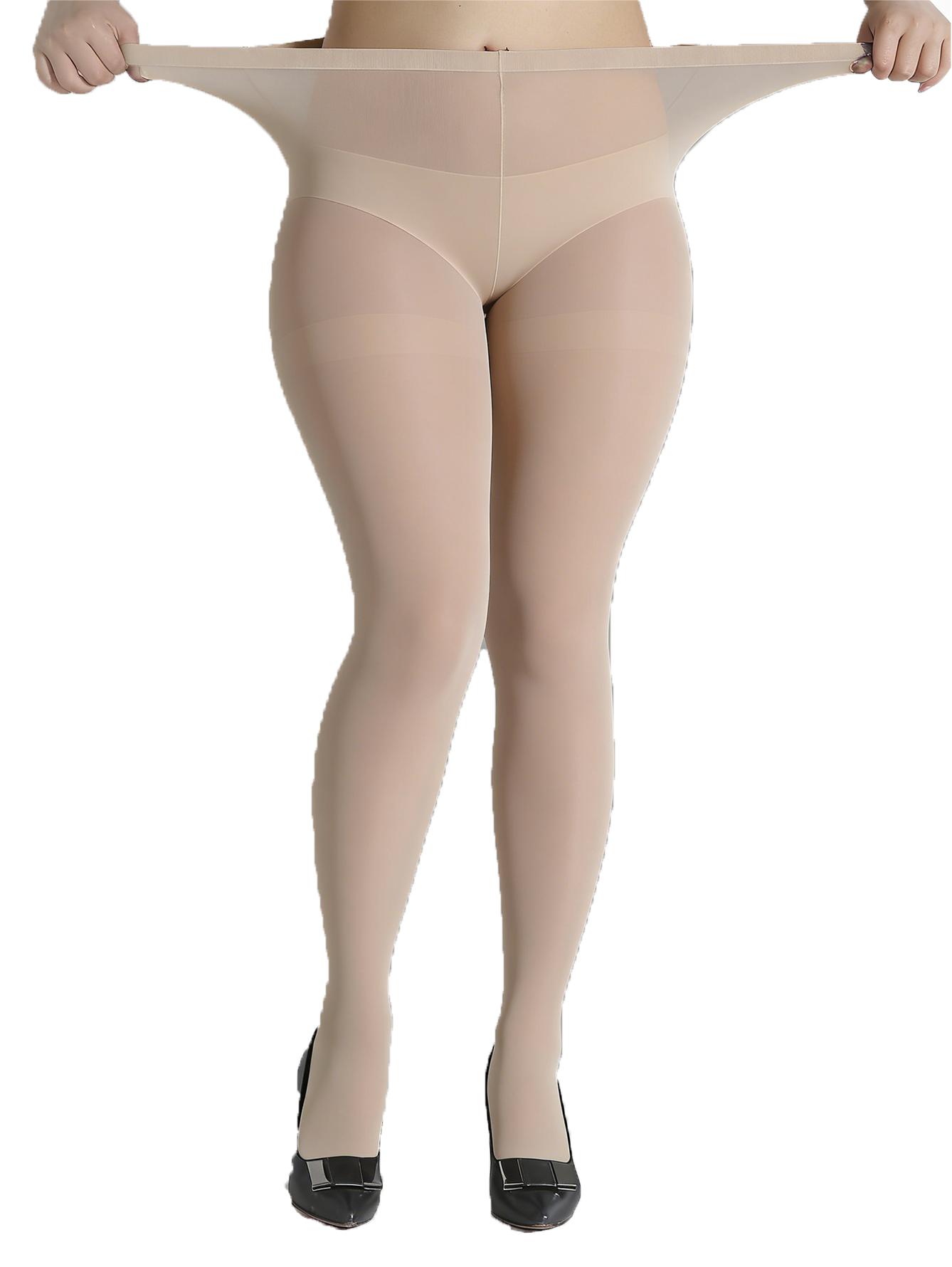 Ultra-dünne High-Waist Bauchkontroll-Strumpfhose Große Größe Damen 120 kg Strumpfhose Super elastisch Übergröße Sexy Nylon-Strumpfhose 2XL beige