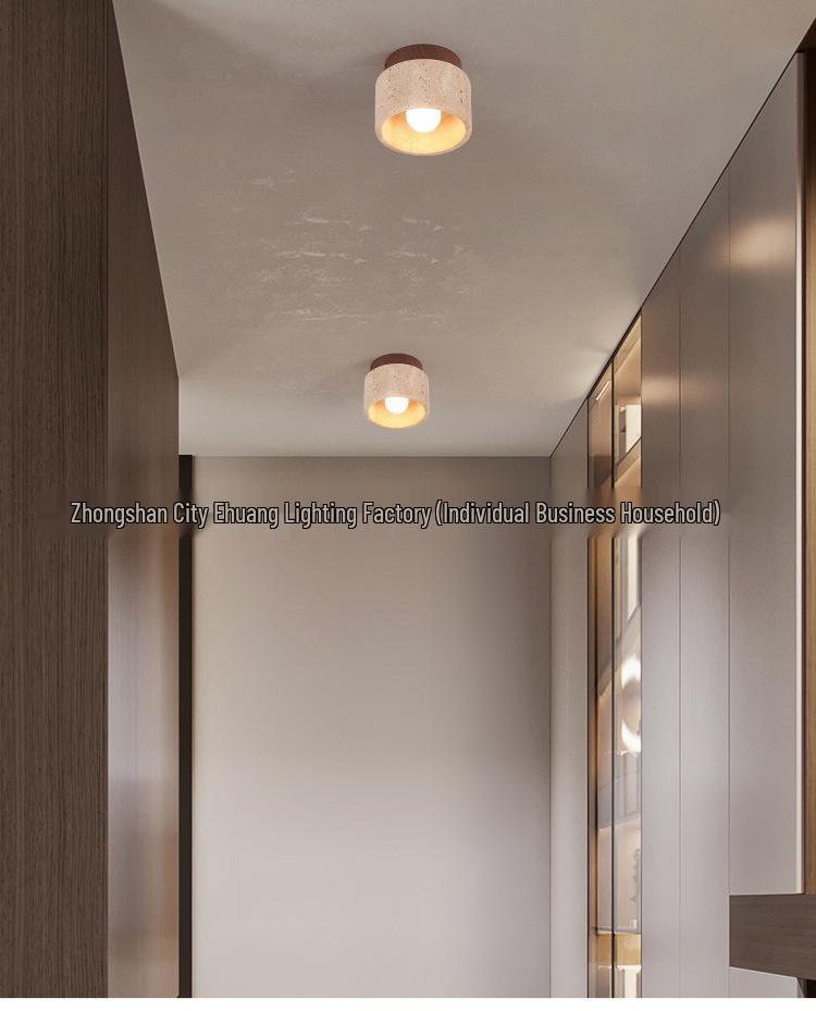 Nordic Wabi-Sabi Yellow Stone Ceiling Light for Hallways & Living Rooms