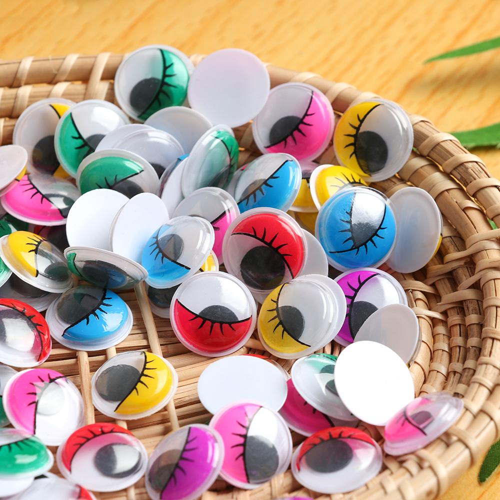 100Pcs/Bag 7/8/10/12/15/18/20MM Colorful Round Wiggling Moving Eyes Plush Panda Eye 3D Dolls Accessories DIY Dolls Materials