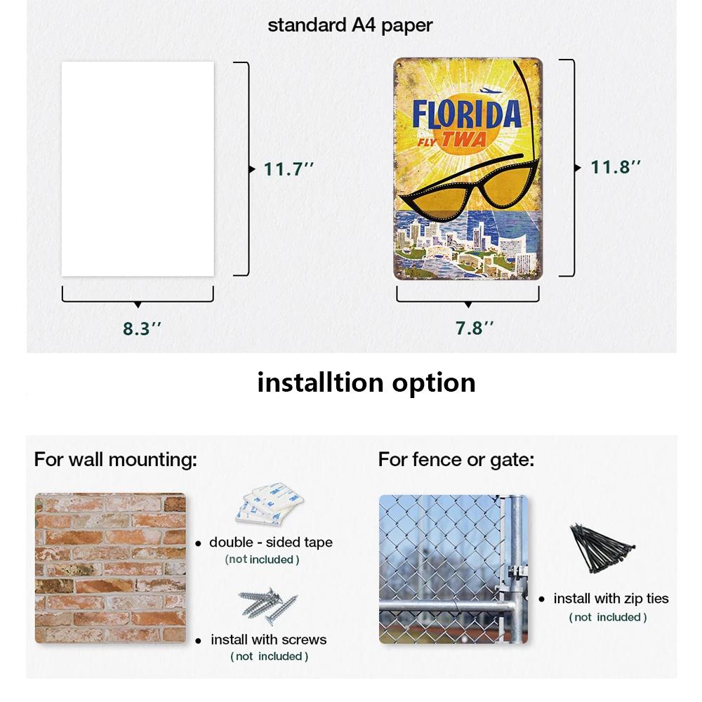 Vintage krajobraz miejski metalowa plakietka emaliowana londyn paryż floryda nowy jork plakaty podróże dekoracje płyta metalowy obrazek dekoracje ścienne barowe