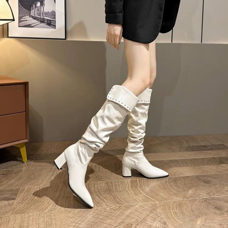

Fashion Ladies Shoes 2025 Fashion Slip-on Women s Boots Sexy Pointed Toe Boots Women Winter Elegant Best Seller Knee-High Boots 40 бежевый