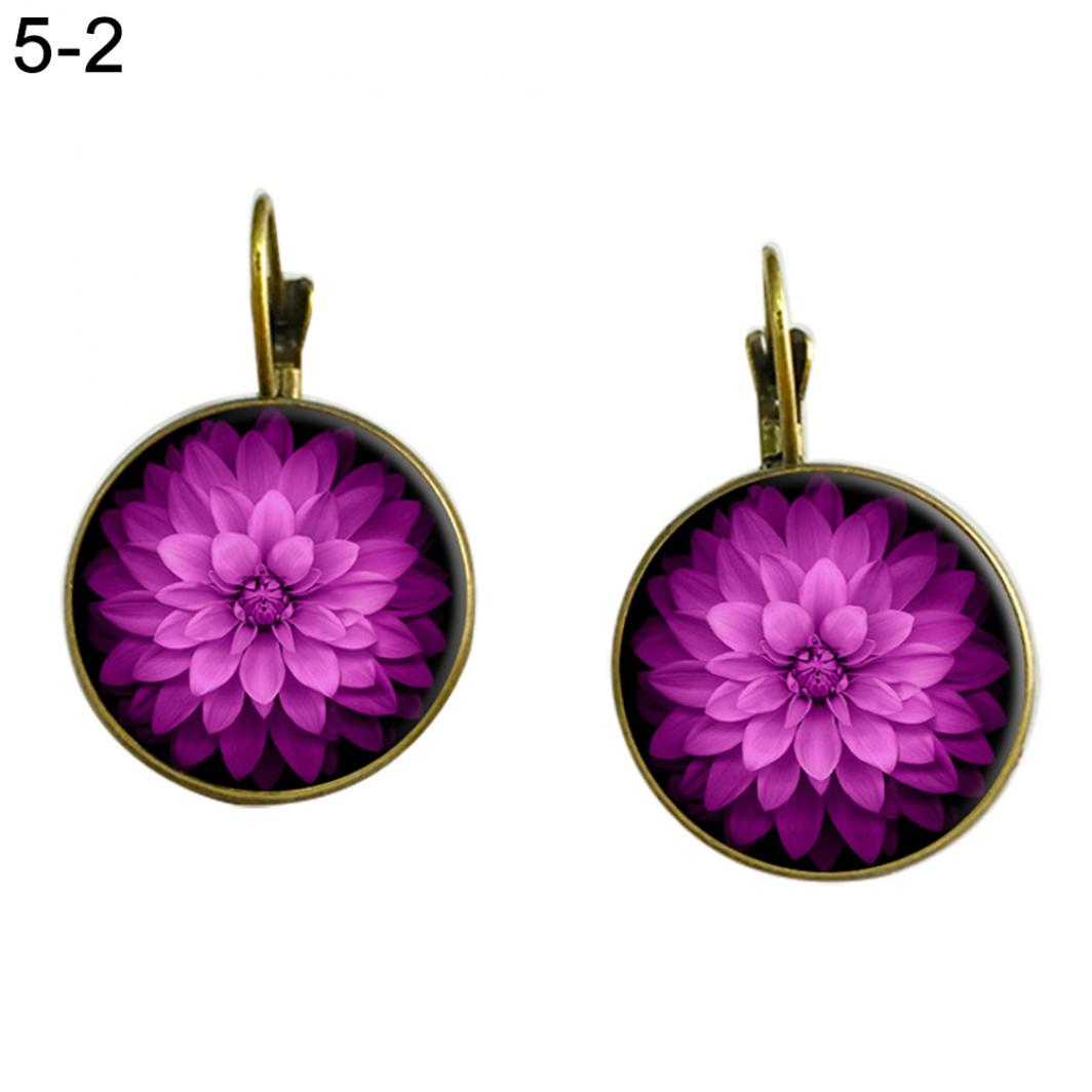 

Винтажные серьги с цветком лотоса и мандалой из стекла и кабошона Leverback, женские ювелирные изделия AVE 5