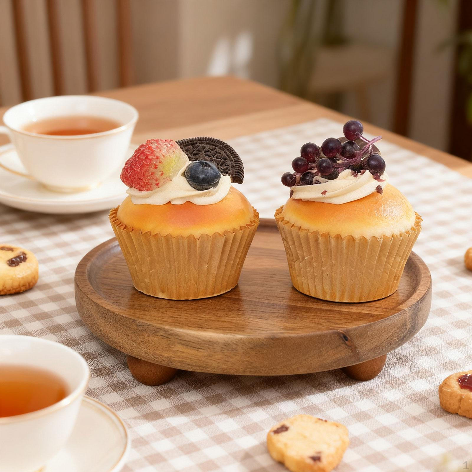 

Elegant And Sturdy Wooden Display Stand with Spherical Feet, Also Serving As A Decorative Tray M