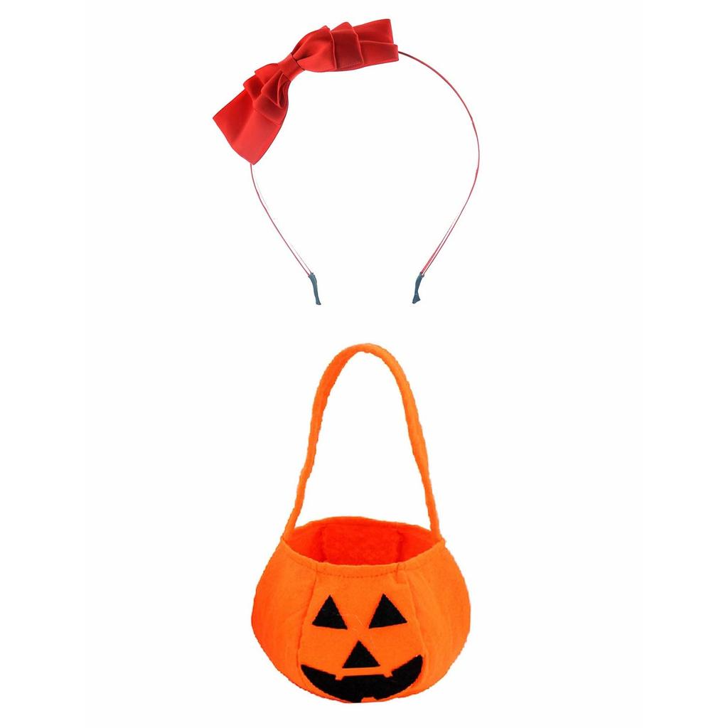 Little Red Riding Hood Costume Set - Red Cape, Pumpkin Bag, Headpiece, 100CM, for Carnival, Halloween, Christmas, Role Play
