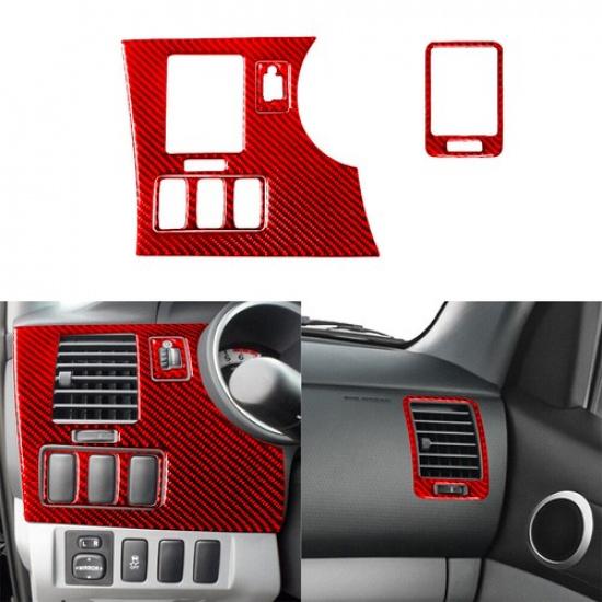 4Pcs Red Carbon Fiber Interior Side AC Air Vent Cover Trim For Toyota Tacoma