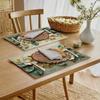 4pcs Linen Placemats Set, 3D Floral and Leaf Design, 12x18 Inches – Perfect for Kitchen, Dining Room, Holiday Table Decor, Party Accents To Add