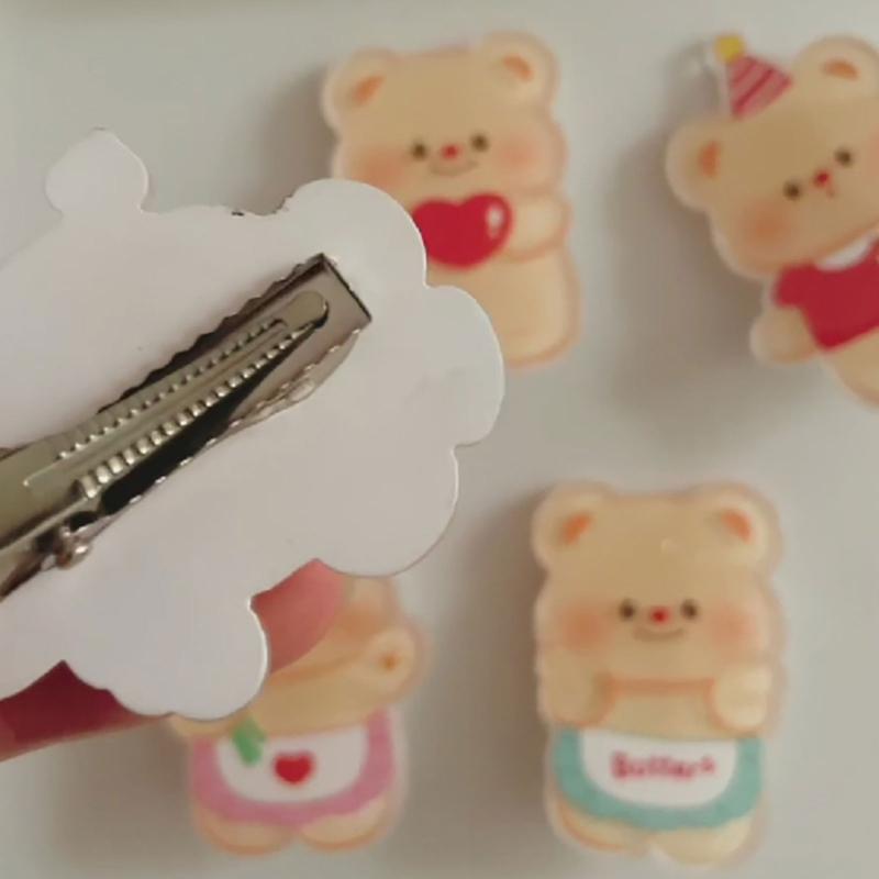 Mädchen Haarspange mit Butterbär Frauen Kind Haarspangen Bären Kopfschmuck Haarspangen Herzform Süß 2000er Mädchen Haarnadel