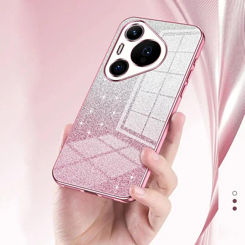 Bling Glitter Plating Silicone Case For Huawei P70 Pura 70 Pro Ultra Shiny Soft Back Cover