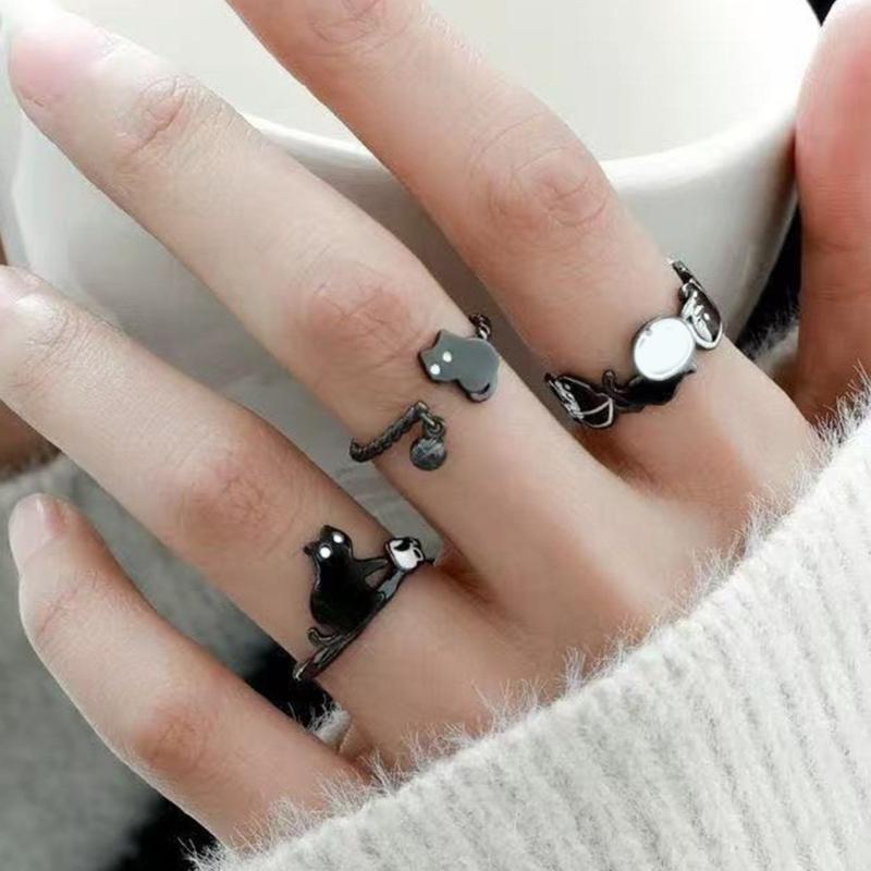 Open Design Kitty Ring Copper Allergy Resistant Lightweight Fashion Jewelry Stylish Finger Rings For Daily Wear Gifts