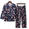 Dames Lente en Zomer Comfortabele Lichte Huispak Set van Middelbare Leeftijd en Ouderen Lange Mouw Tops + Broeken Tweedeelig Set
