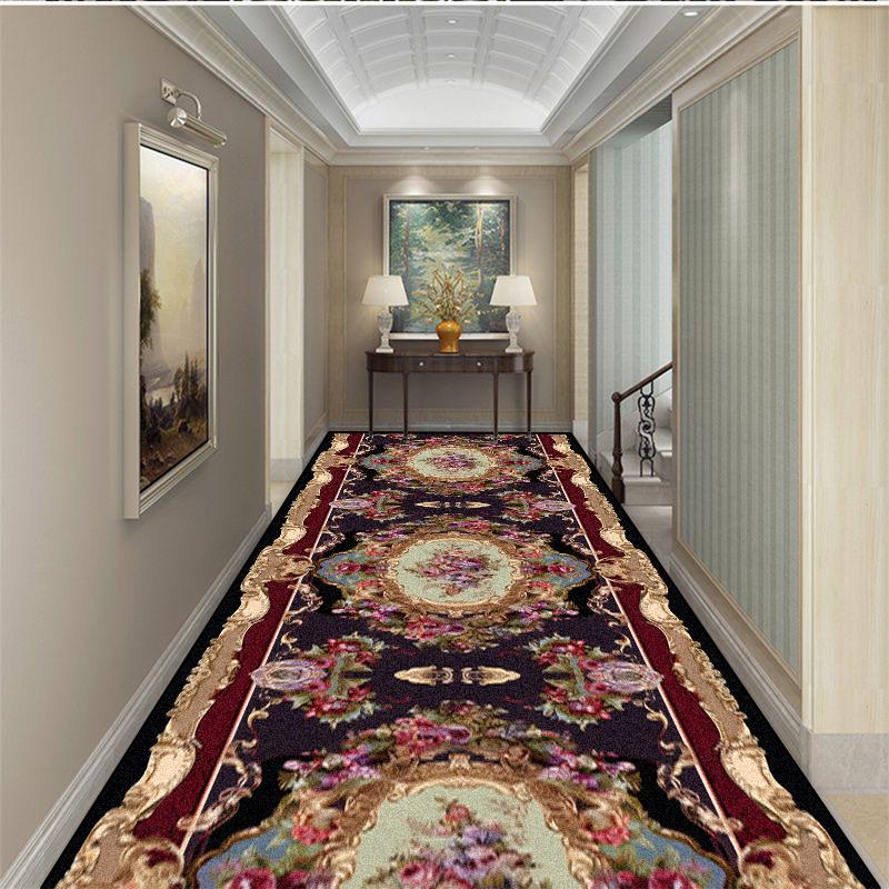 Luxuriöser langer Flurteppich Rutschfest Treppenhaus Flur Europäische Dekoration Läuferteppich Waschbar Gang Küchenmatte Anpassbar