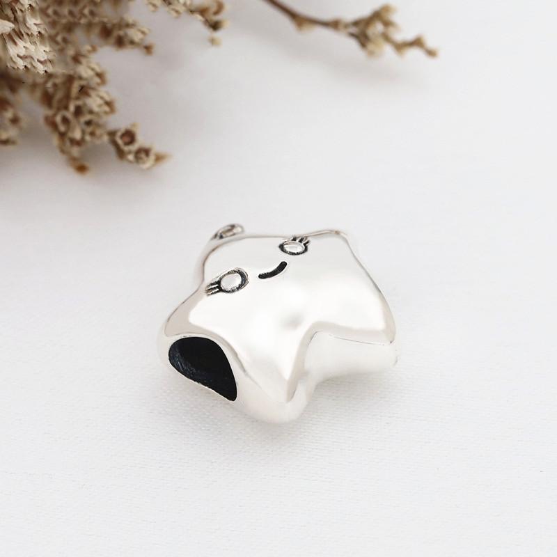 1Pcs New Cute Silver Star Cat Elephant Mushroom Bear Pendant Fit Original Charm Bracelet Women Jewelry Gifts