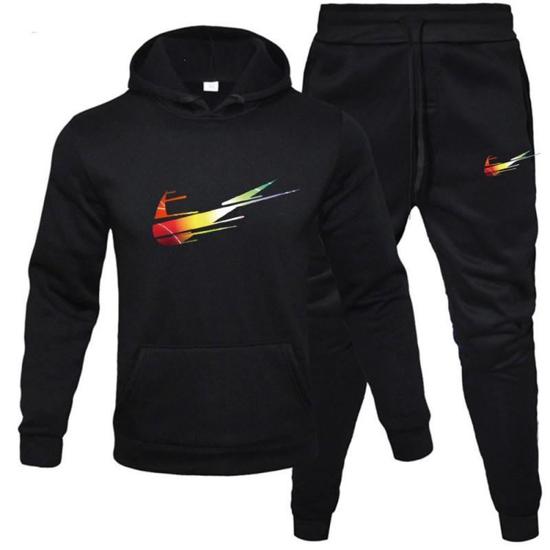 Mens Tracksuit Set Long Sleeve Hoodie Sweatshirt Sweatpants Casual Sportswear Youth Fashion