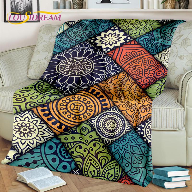 3D Mandala Bohemia Geometric Flower Blanket,Soft Throw Blanket for Home Bedroom Bed Sofa Picnic Office Hiking Leisure Nap Cover