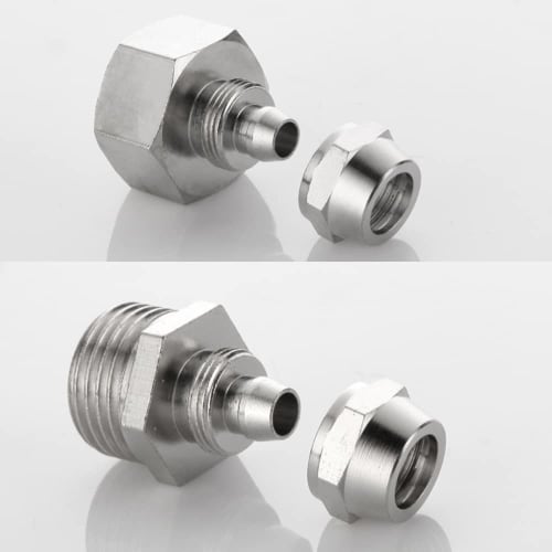 Brass Faucet Water Filter Adapter, Threaded Tube Adapter for Connecting Water Filter Pipe Hose Fittings (Female Thread G1/2", OD 3/8")