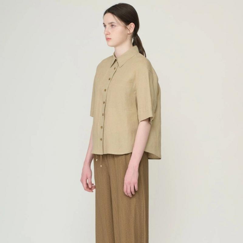 Bcbg Pocket Drop Shoulder Linen Blouse B6m5b492