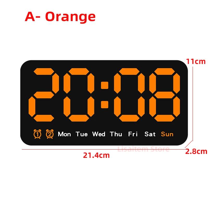 Electronic Wall Clock Temperature Date Table Clock Wall-mounted Dual Alarms Digital LED Clocks for Home Bedroom Voice Control