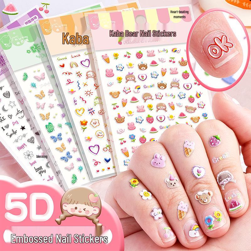 

Kaba Bear Decorative Cartoon Nail Stickers - 5D Pattern for Crafts & Phone Cases